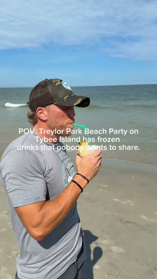 Treylor Park Beach Party in Tybee Island showing frozen drinks, cocktails, video by Treylor Park Beach Party on Facebook