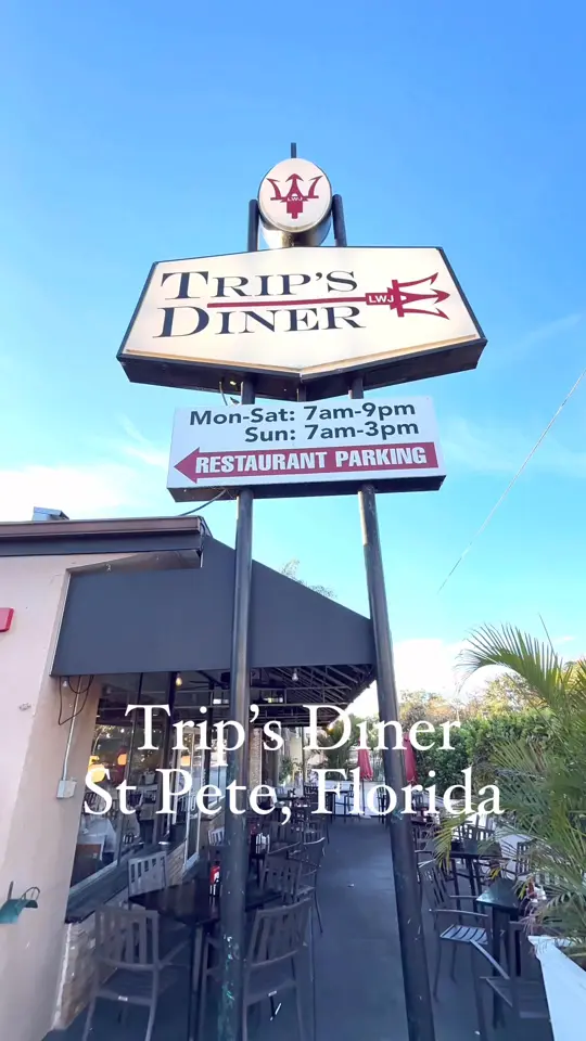 Trip's Diner in Tampa showing restaurant, breakfast, comfort food, diner, video by Loving St Pete on Facebook