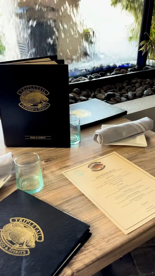 Tripletail Seafood & Spirits in Sarasota showing food, savor sarasota menu, video by Tripletail Seafood & Spirits on Facebook