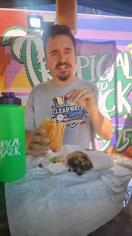 Tropical Food Shack in Valrico showing food review, steak sandwich, video by The Honest Food Guy on Facebook