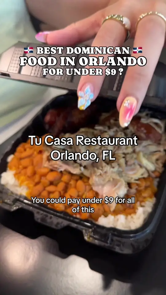 Tu Casa Restaurant in Orlando showing review, visit, dominican food, video by beercutieandfoodie on TikTok