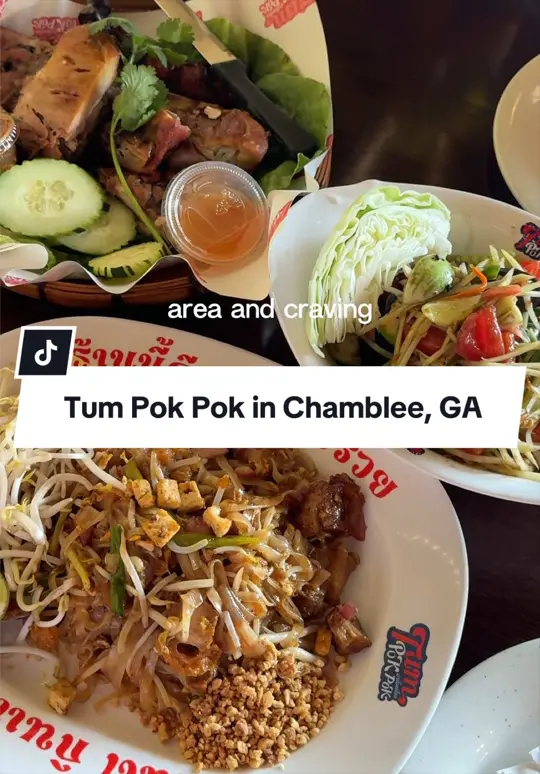 Tum Pok Pok in Chamblee showing papaya salad, video by angelinakhang on TikTok