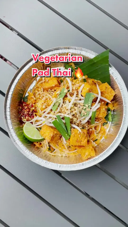 Tyde Tate Kitchen in Atlanta showing food, vegetarian pad thai, video by droolius on TikTok