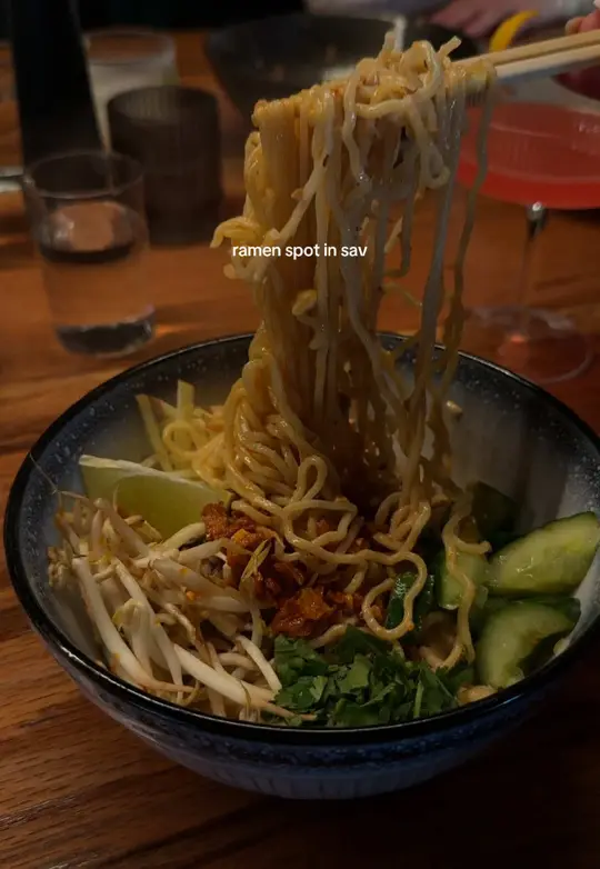 Ukiyo Savannah in Savannah showing ramen noodles, sushi, video by strollingsavannah on TikTok