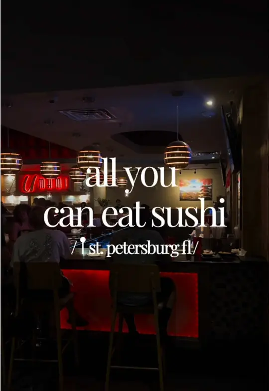 Umami Sushi Hibachi Restaurant and Bar in St. Petersburg showing all you can eat sushi, date night vibe, video by julia.ugc.life on TikTok
