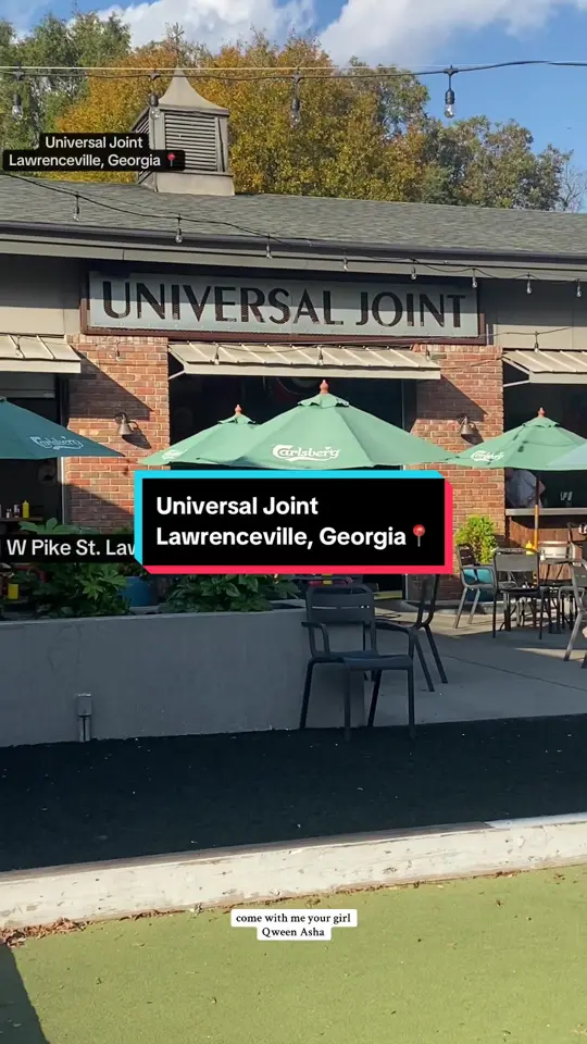 Universal Joint Lawrenceville in Lawrenceville showing bar and grill, gourmet burgers, salmon, patio, video by qweenashaa on TikTok