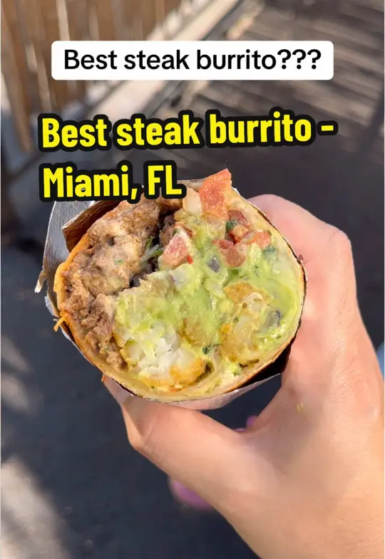 Uptown 66 in Miami showing steak burrito, video by snackeatingsnacks on TikTok