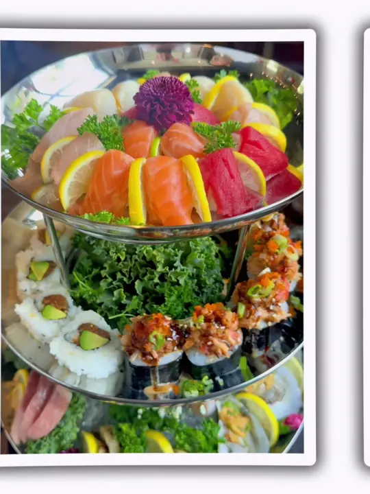 Urban Prime in Melbourne showing food, fresh shucked oysters, chef pack's signature sushi, prime beef sliders, crab cakes, blue crab & artichoke dip, parmesan truffle fries, video by urbanprimeviera on TikTok