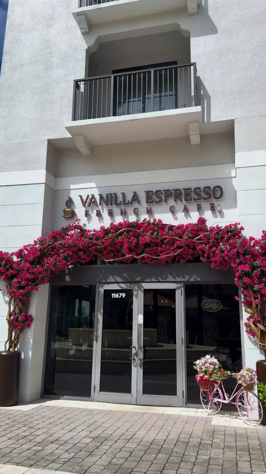 Vanilla Espresso French Café in Miramar showing visit, review, coffee, crème brûlée latte, food, caprese croissant, video by herwellnessbook on TikTok