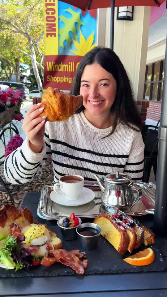 Vanilla in Miami showing all day breakfast, espresso, croissant, video by treatyoselfeverywhere on TikTok
