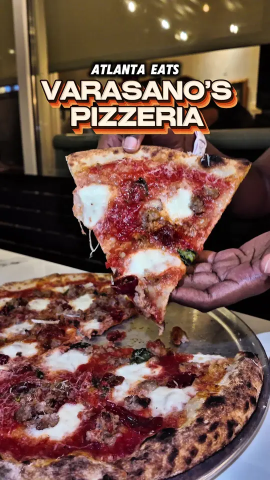 Varasano's Pizzeria - Buckhead in Atlanta showing pizza, margherita di bufal w red hot chili peppers & sausage / pancetta garlic / chicken caesar salad / italian doughnuts, video by letterstoyoublog on TikTok