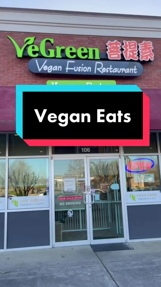 VeGreen Vegan Fusion Restaurant in Duluth showing vegan food, restaurant visit, video by eymaymay on TikTok
