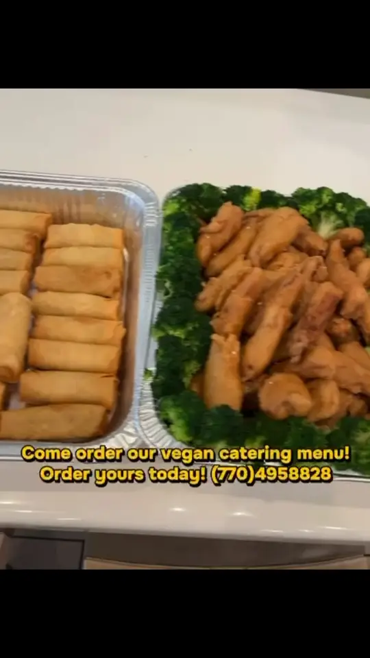 VeGreen Vegan Fusion Restaurant in Duluth showing food, vegan party tray, video by Vegreen on Facebook