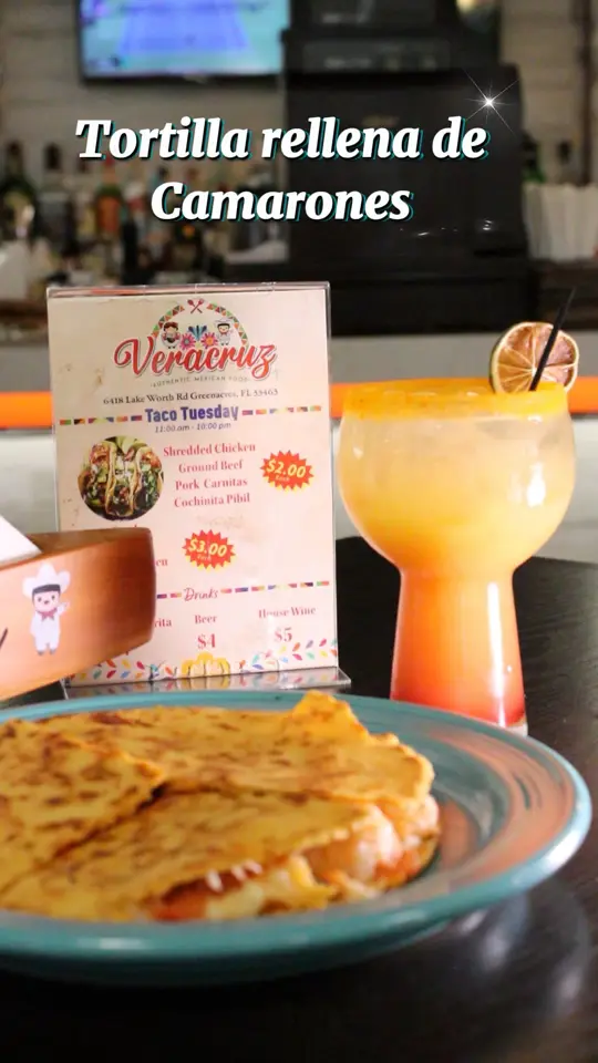 Veracruz Restaurant in Greenacres showing food, stuffed shrimp tortilla, video by Veracruz Restaurant on Facebook