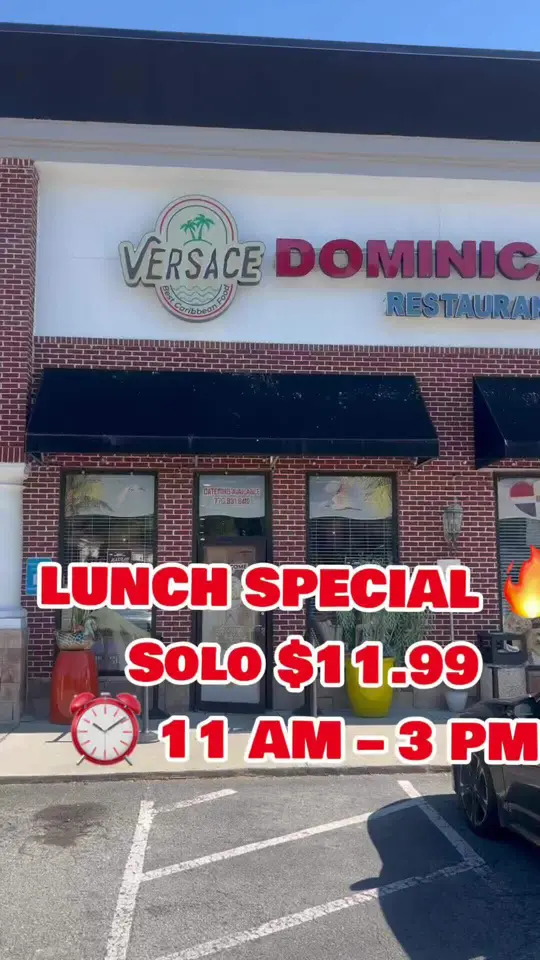 Versace Dominican Restaurant Caribbean Food in Lilburn showing food, chicken lunch special, video by Versace Dominican Restaurant Oficial on Facebook