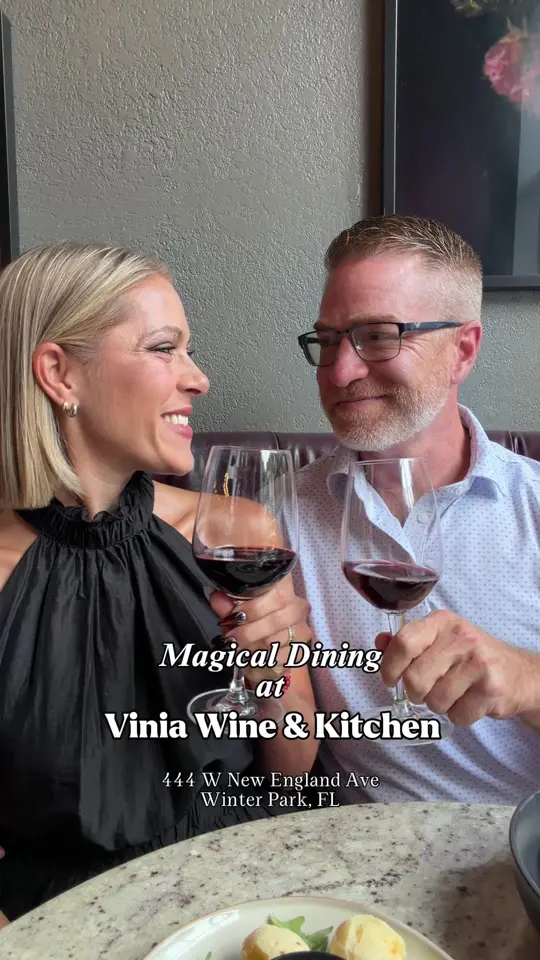 Vinia Wine Kitchen Orlando in Florida showing review, visit, wine, three courses, $40 deal, video by paigepbryant on TikTok
