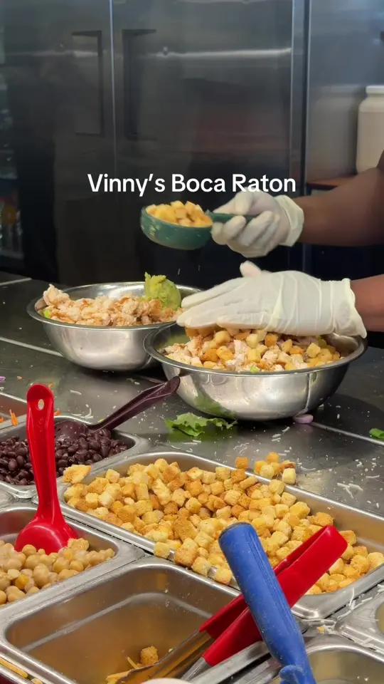Vinny's in Miami showing food, viral chicken caesar wrap, video by loltash on TikTok