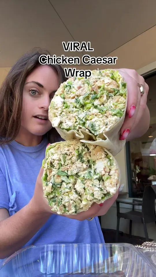 Vinny's in Miami showing chicken caesar wrap, food review, video by sarahmargareteats on TikTok