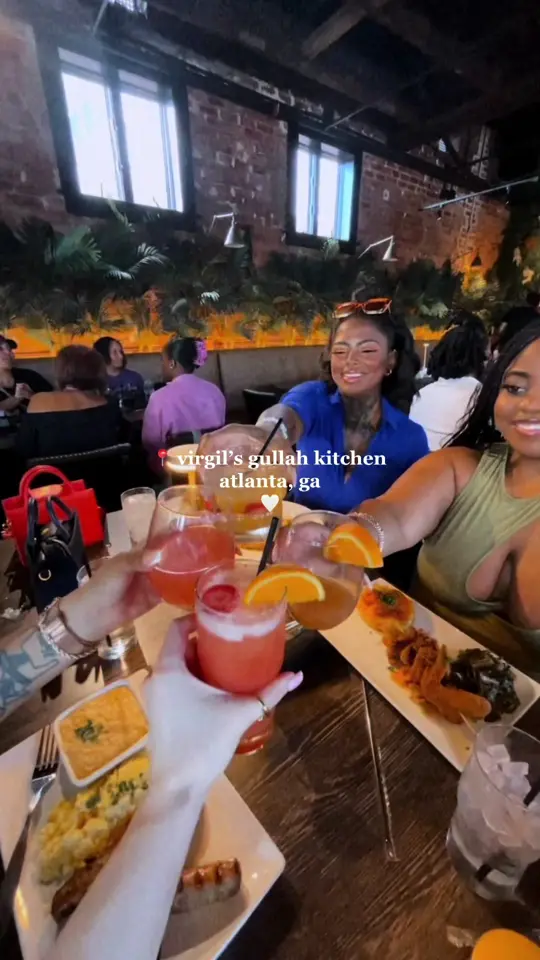 Virgil's Gullah Kitchen & Bar Merc Benz Stadium in Atlanta showing review, restaurant visit, food, cornbread muffins & jam, service, video by kingcandlah on TikTok
