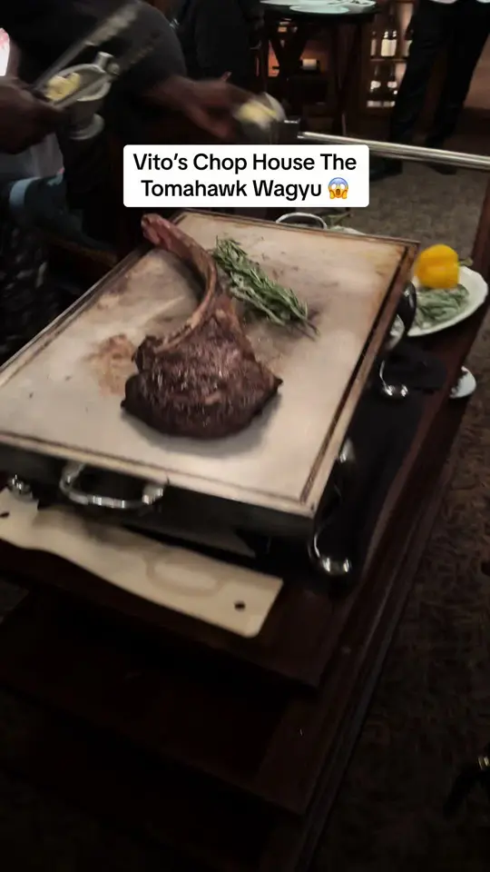 Vito's Chophouse in Orlando showing visit, steak, tomahawk ribeye, video by not_your_average_mailman on TikTok