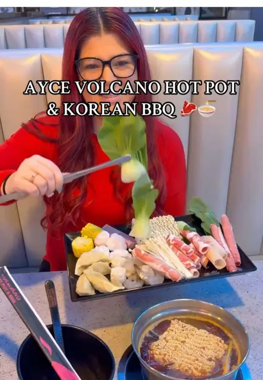 Volcano Hot Pot & BBQ Kissimmee in Kissimmee showing hot pot, korean bbq, all you can eat, video by soflofooodie on TikTok