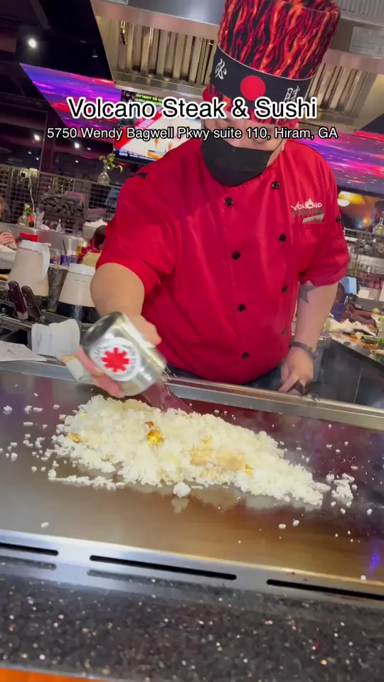Volcano Steak & Sushi - Hiram in Hiram showing review, hibachi, sushi, video by atlantafoodguy on TikTok