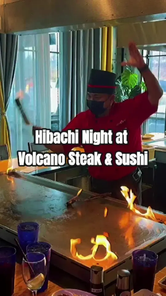 Volcano Steak & Sushi in Kennesaw showing hibachi show, teppanyaki, video by volcanossofficial on TikTok