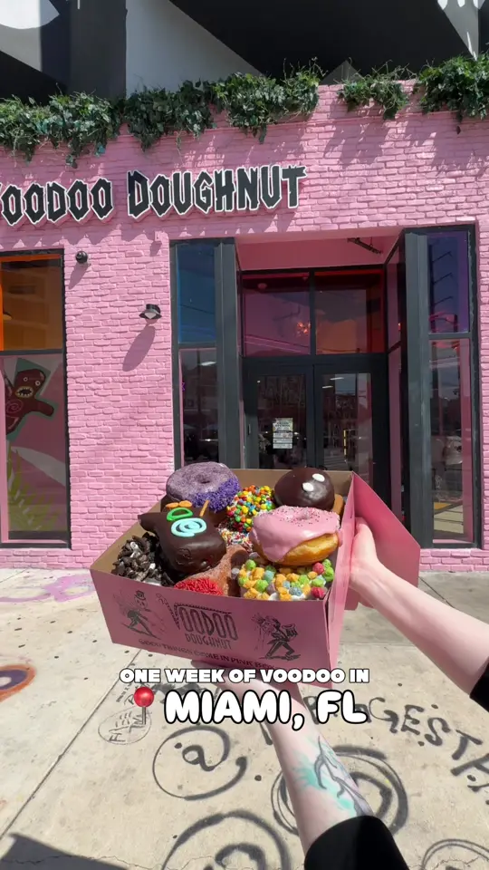 Voodoo Doughnut in Miami showing restaurant, visit, promotion, video by voodoodoughnut on TikTok