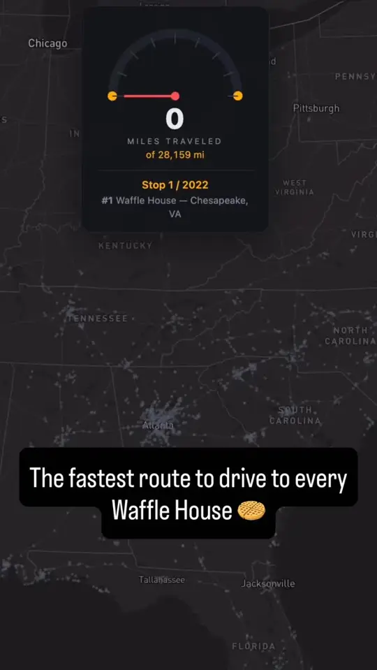 Waffle House in Canton showing food, waffle house, maps, geography, roadtrip, video by Matt Forrest - Modern GIS on Facebook