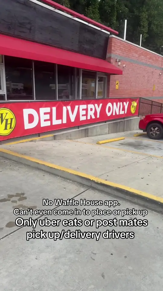 Waffle House Delivery Only in College Park showing review, visit, video by byamberworthy on TikTok