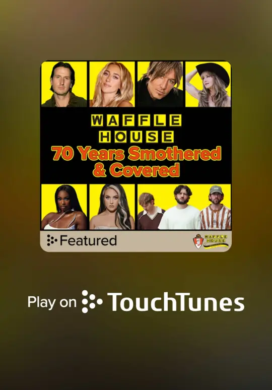 Waffle House in Perry showing playlist, 70 years smothered & covered playlist, video by wafflehouse on TikTok