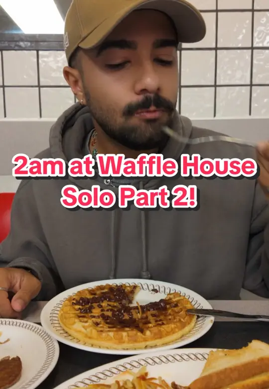 Waffle House in Plant City showing solo date, mukbang, asmr, video by itsgabrielrivera on TikTok