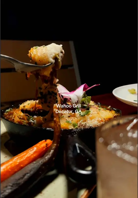 Wahoo! Grill in Decatur showing review, visit, food, $6 margs, $4 tacos, video by explorinjordans on TikTok