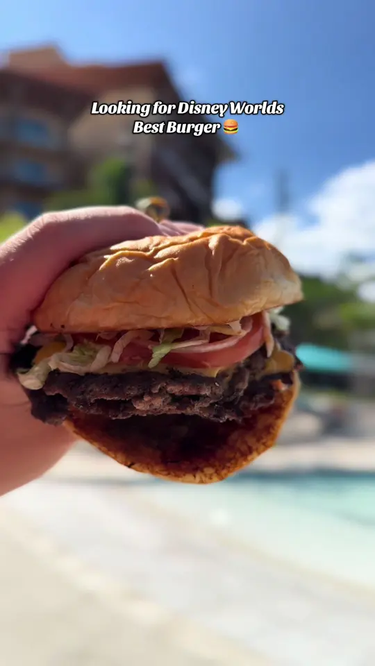 Wailulu Bar & Grill in Lake Buena Vista showing burger, wayfinder burger, video by marvelousmousetravels on TikTok