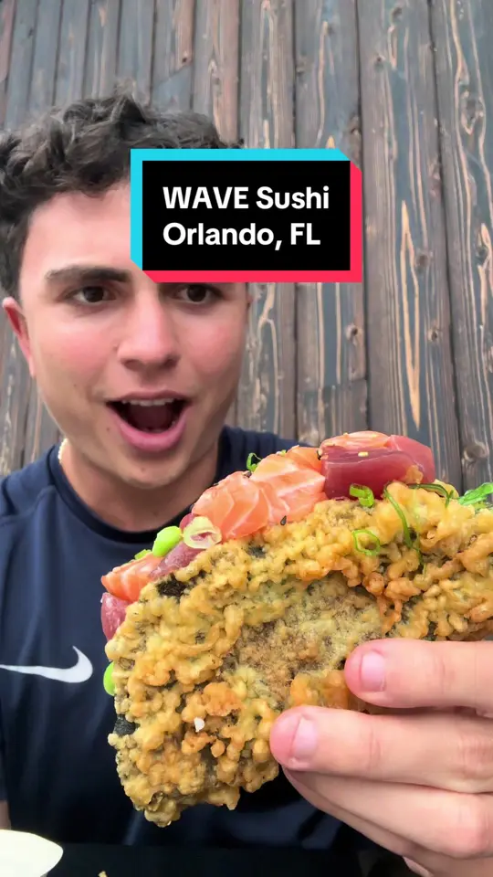 WAVE - Asian Bistro & Sushi in Mount Dora showing poke taco, soft shell crab taco, video by dvane_ on TikTok