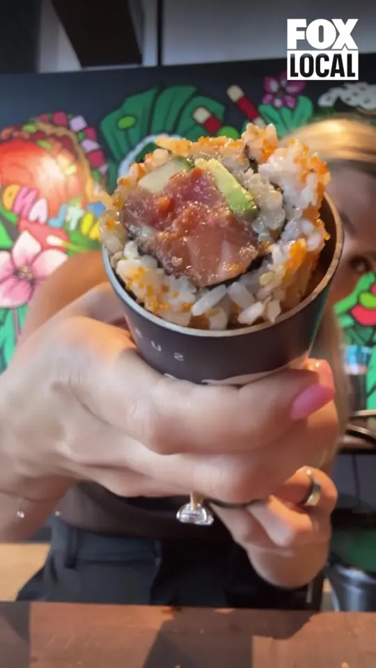 WAVE Sushi in Maitland showing sushi, pizza, sandwich, sushi push pop, video by fox35newsorlando on TikTok