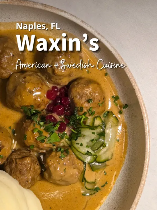  in Florida showing restaurant visit, swedish cuisine, swedish meatballs, cocktails, blackberry blast, espresso martini, video by swflfoodjunkie on TikTok