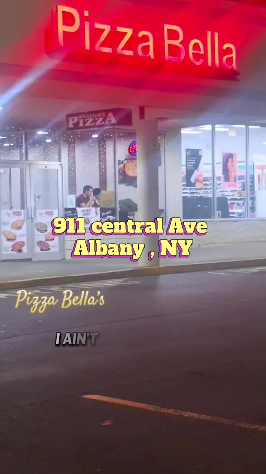 Westgate Pizza Bella in Albany showing restaurant visit, pizza, spaghetti and meatballs, video by lawson4510 on TikTok