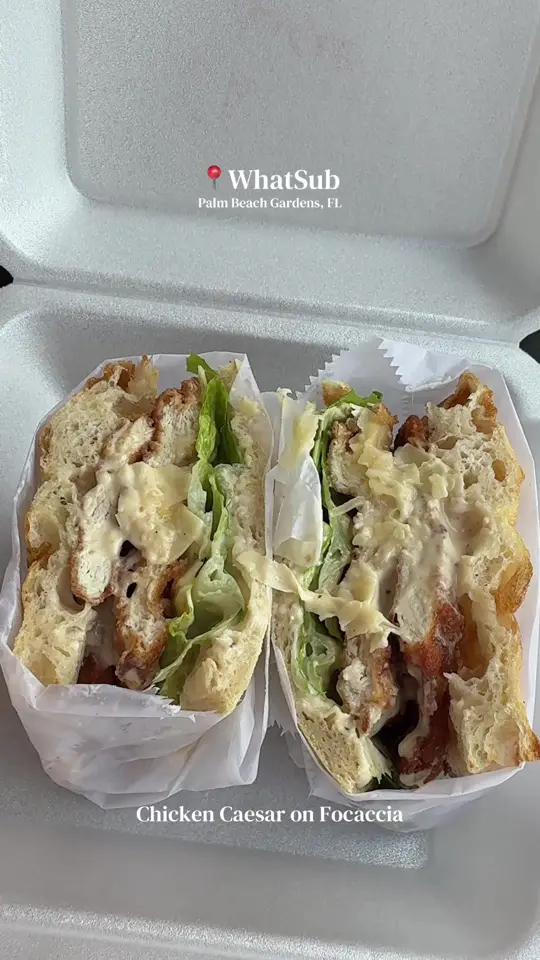 WhatSub Sub Shop Palm Beach Gardens in Palm Beach Gardens showing review, chicken caesar sandwich, video by itscayleesmith on TikTok