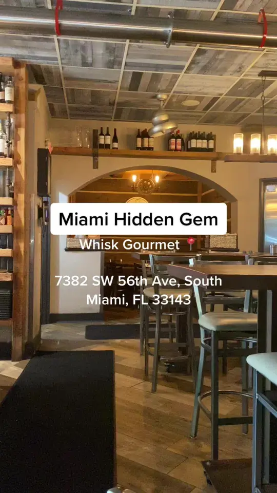 Whisk Gourmet Food & Catering in South Miami showing american comfort food, restaurant visit, video by la.foodiemiami on TikTok