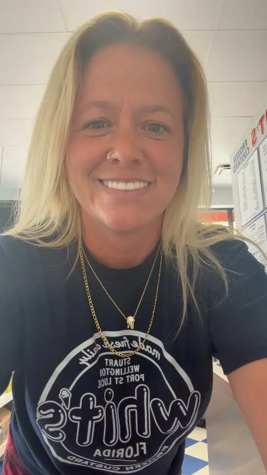 Whit's Frozen Custard of Oakleaf in Orange Park showing frozen custard, daily flavor reveal, video by Whit's Frozen Custard of Stuart on Facebook
