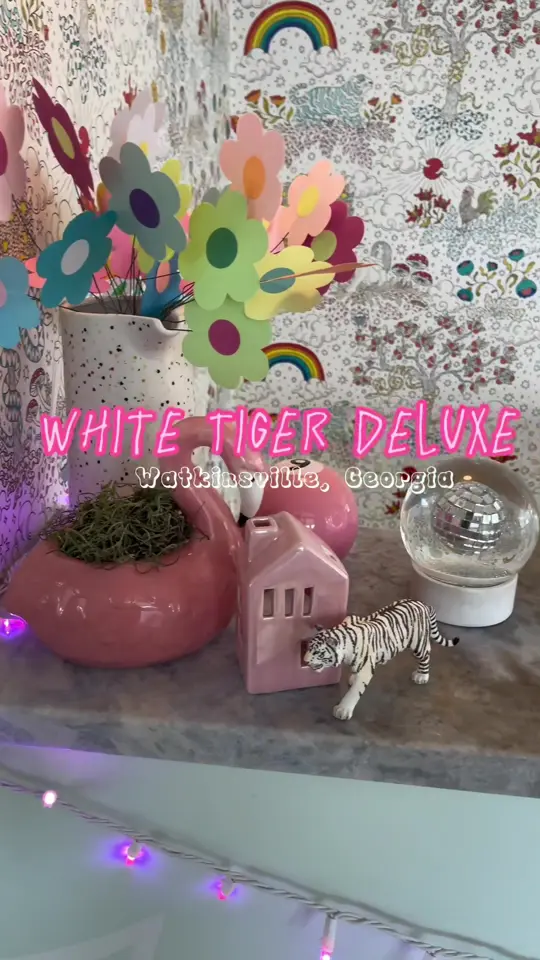 White Tiger Deluxe in Watkinsville showing visit, pink aesthetic, barbie themed, video by ..jahnae on TikTok