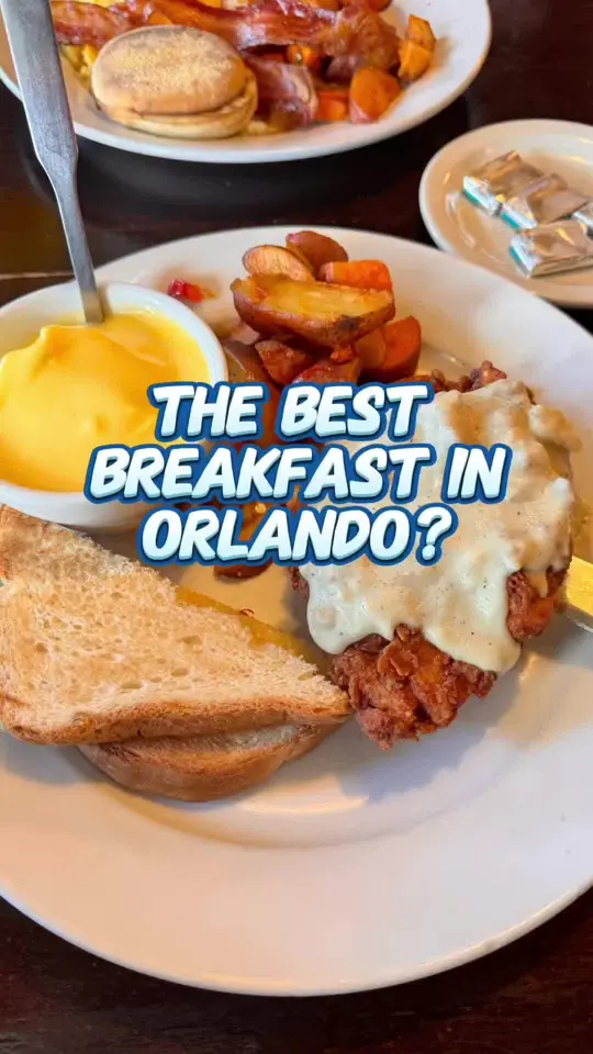 White Wolf Cafe in Orlando showing brunch, cinnamon rolls, mimosas, video by justpotus on TikTok