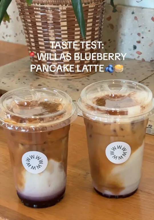 Willa's in Tampa showing coffee, blueberry pancake latte, video by agoldfogle on TikTok