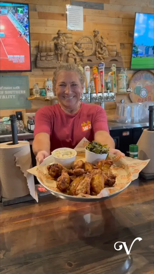 Willie Jewell’s Old School Bar-B-Q in Yulee showing restaurant, barbecue, chicken, pulled pork, brisket, video by The Villages, Florida's Friendliest Home on Facebook