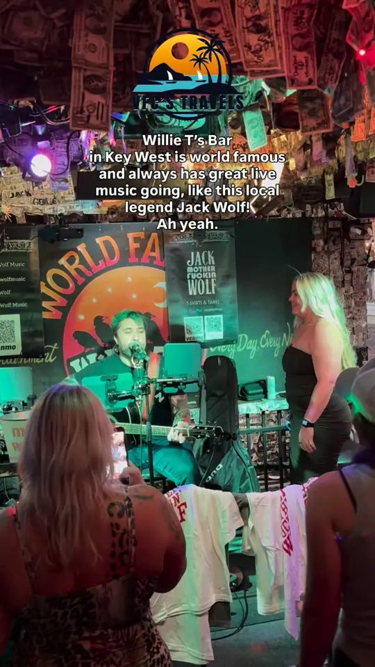 Willie T's in Key West showing live music, jack wolf, video by VFCs Travels on Facebook