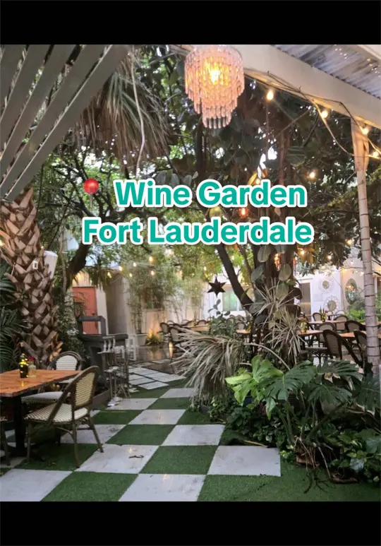 Wine + Garden in Fort Lauderdale showing review, visit, atmosphere, live music, video by haleydeniseh on TikTok
