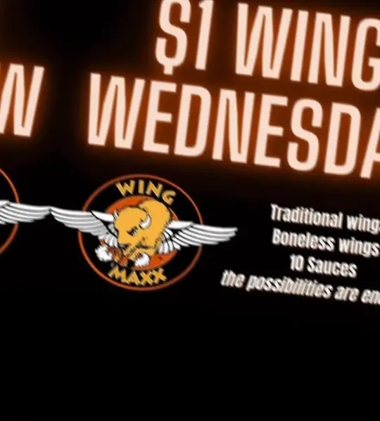 Wing Maxx in Kingsland showing food, dollar wings, video by Wing Maxx of Kingsland on Facebook