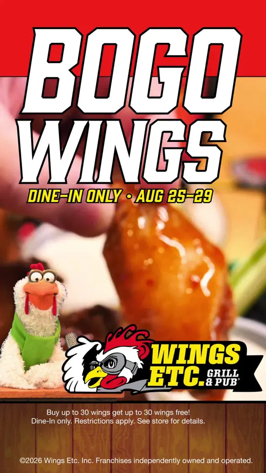 Wings Etc. in Venice showing food, bogo wings, video by wingsetc on TikTok