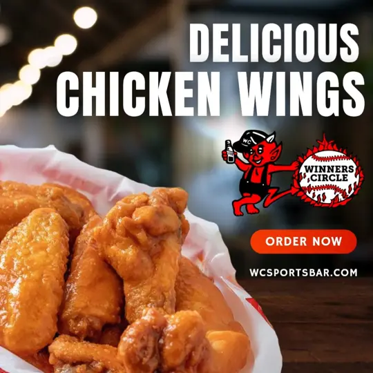 Winners Circle Sportsbar & Grill in Lakeland showing chicken wings, classic mild, bbq gold, pb&j, video by Winners Circle Sports Bar and Grill on Facebook